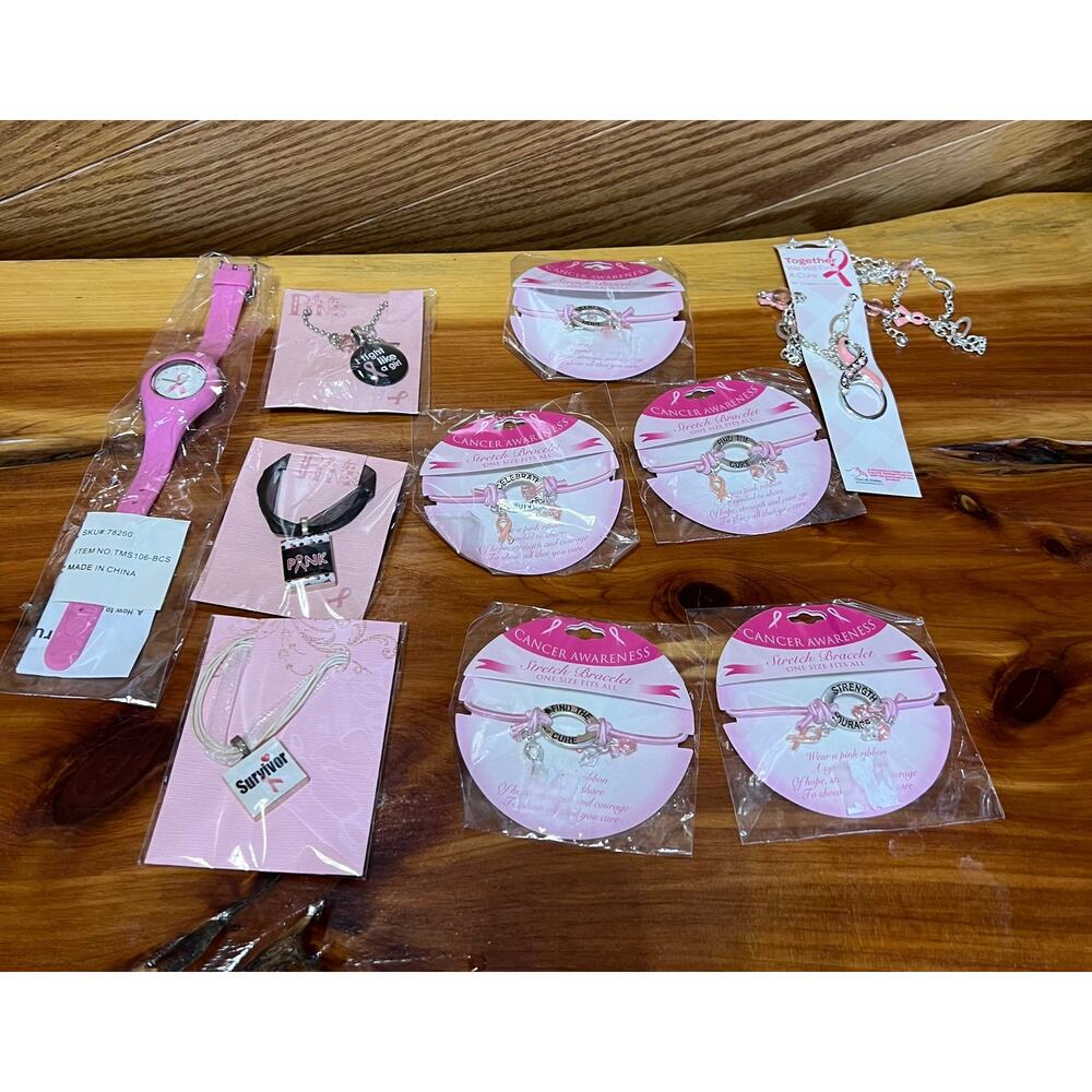 Cancer Awareness Pink Ribbon Jewelry Bracelets Watch Necklace‎ Survivor NEW
